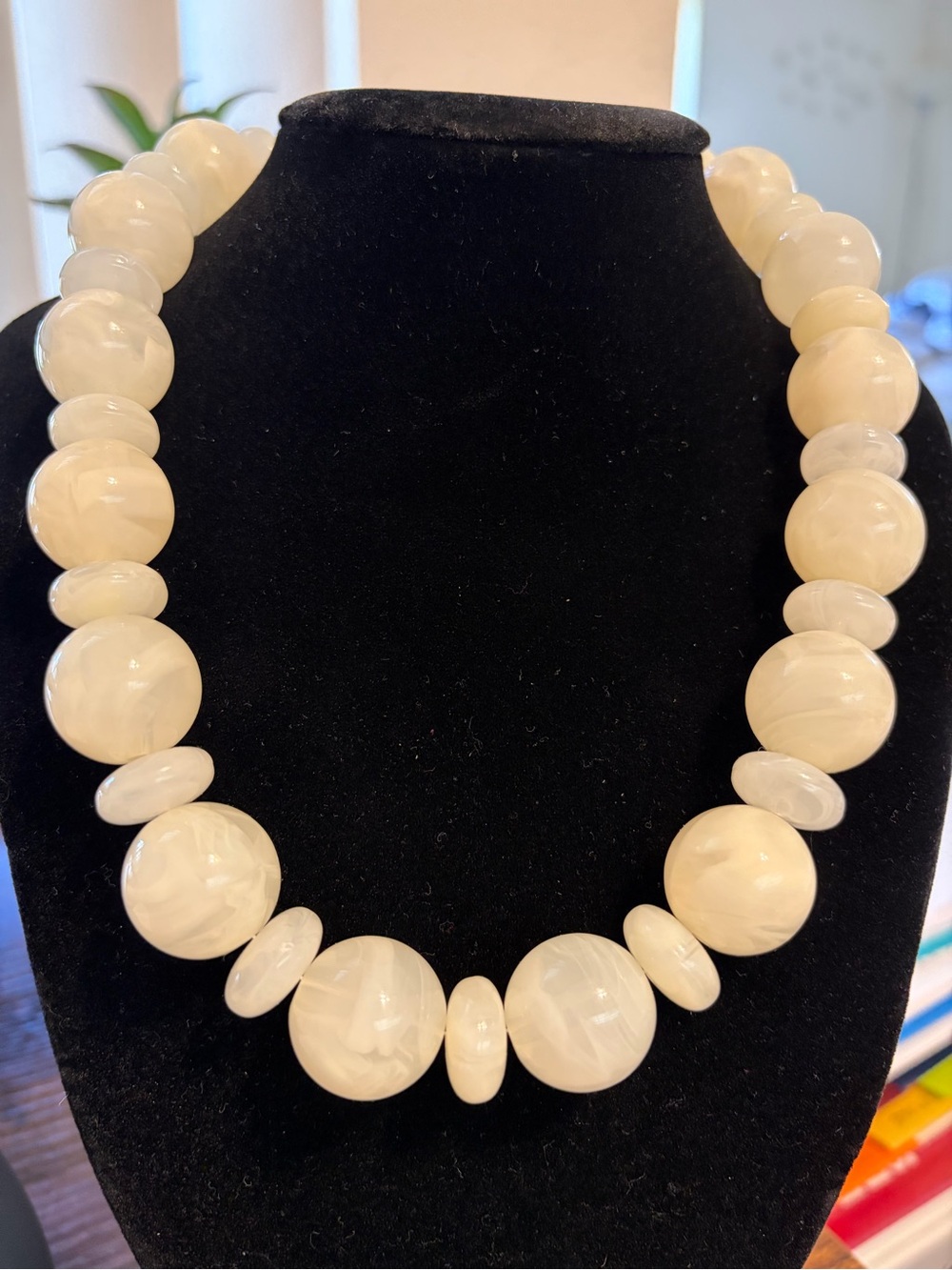Elegant Cream Beaded Statement Necklace